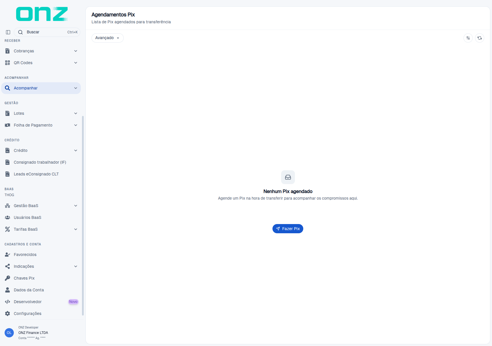 Agendamentos sem Pix agendado